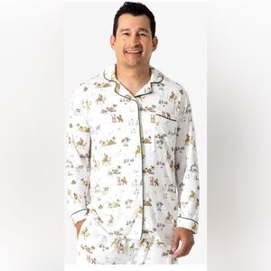 Bellabu Bear Holy Night Bamboo Men's Button Up Pajama Top Men's Size XXL NWT